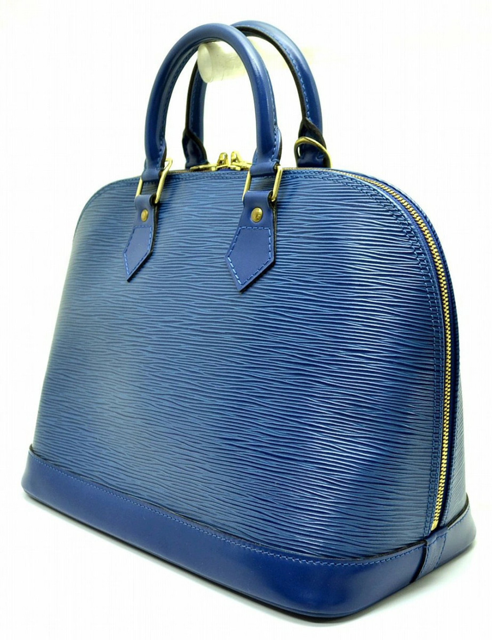 Louis Vuitton Red Toledo Blue Castilian Epi Handbag Leather Alma Red Blue